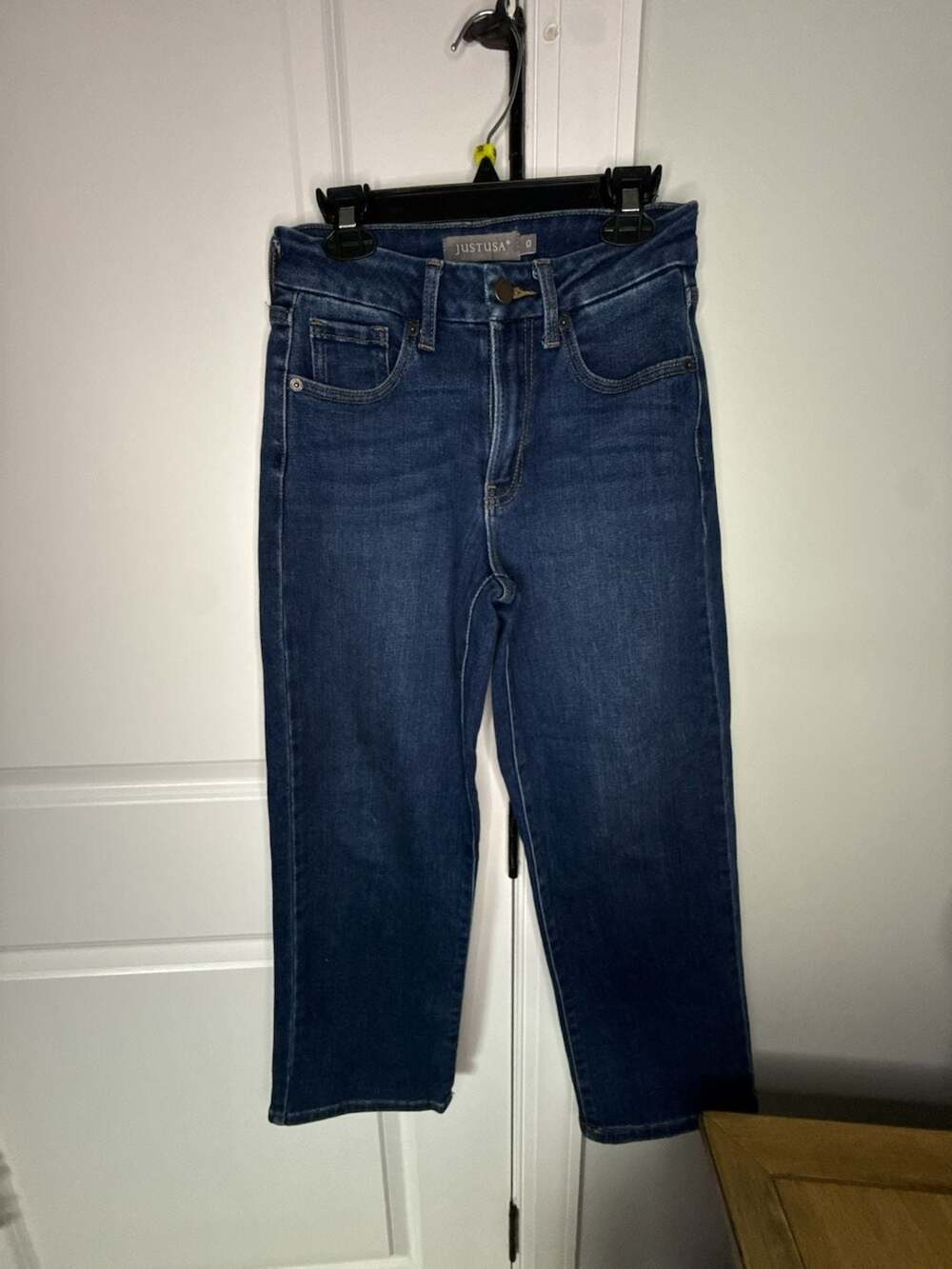 Just USA Women's Blue High-Waisted Straight Leg Denim Jeans